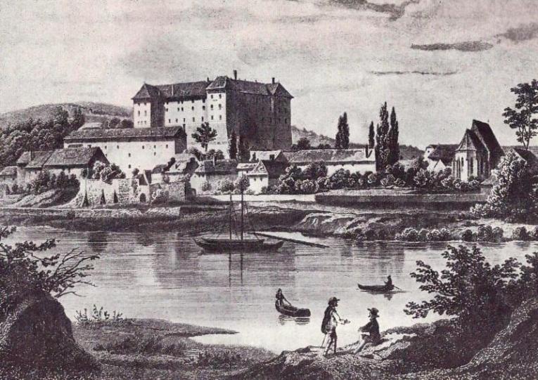 pohled na zámek Nelahozeves a kostel sv. Ondřeje pohled na zámek Nelahozeves a kostel sv. Ondřeje